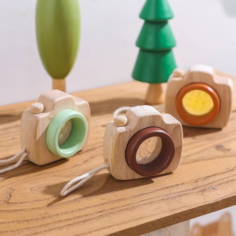 Science Toys - Houten vergrootglas Mini-cameravormig Gemakkelijk vast te