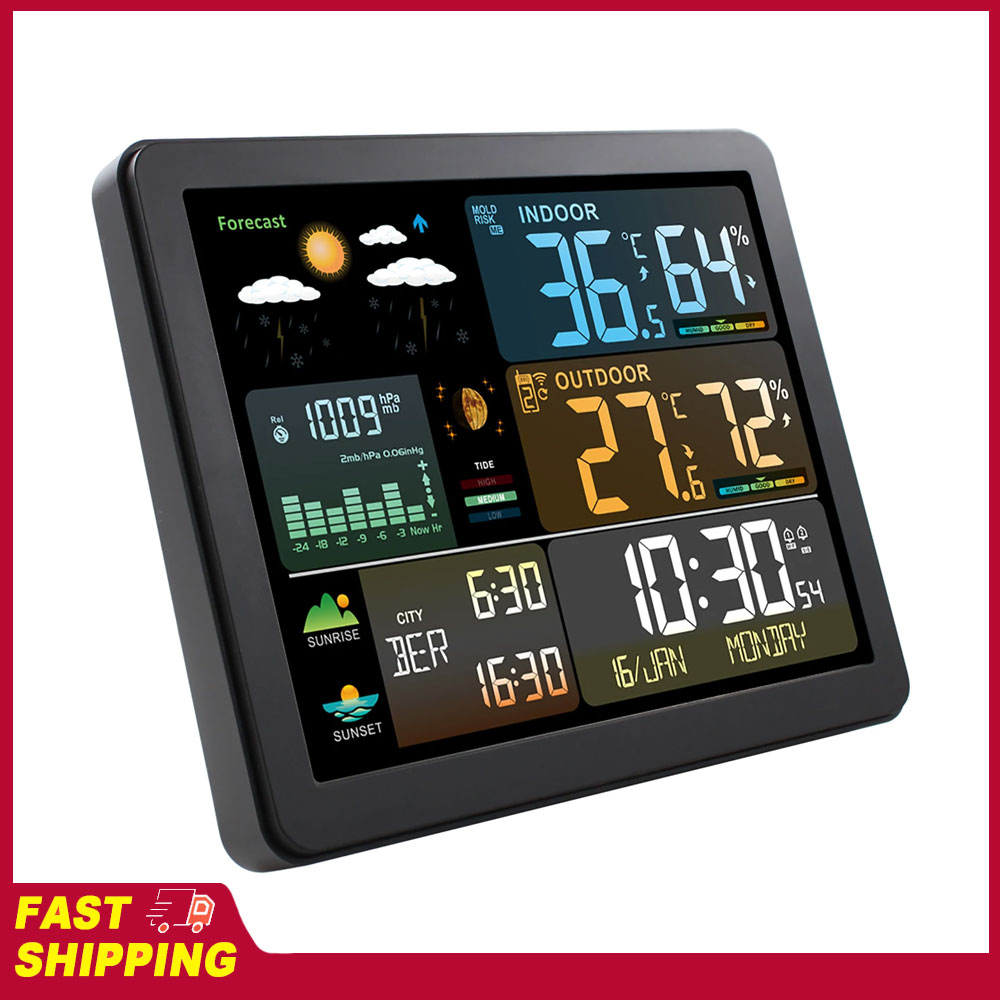 Weather Station Indoor - Multifunctionele grote kleurenscherm-weerklok Slimme weerstation met