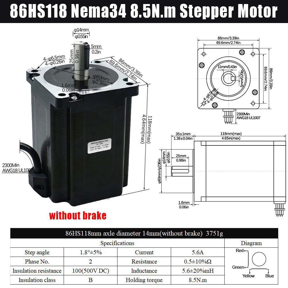 MHCNC Nema34 118mm 8.5Nm Open  - Robot Arm Motor recensie en prijs